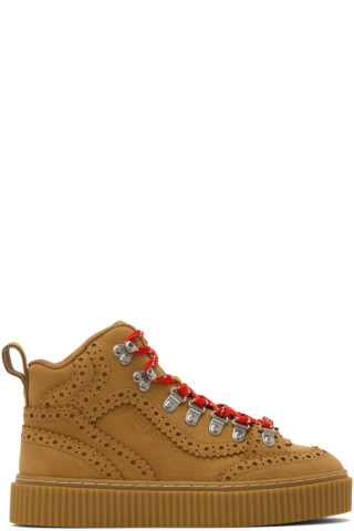 Tan Brogue Hiking Boots | SSENSE