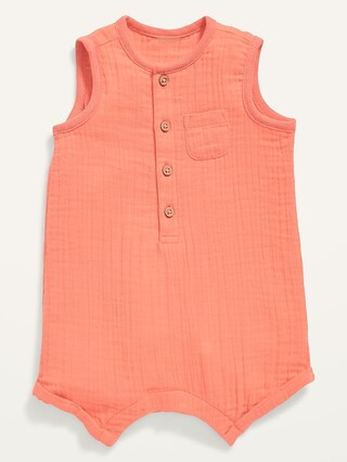 Unisex Sleeveless Henley Romper for Baby | Old Navy (US)
