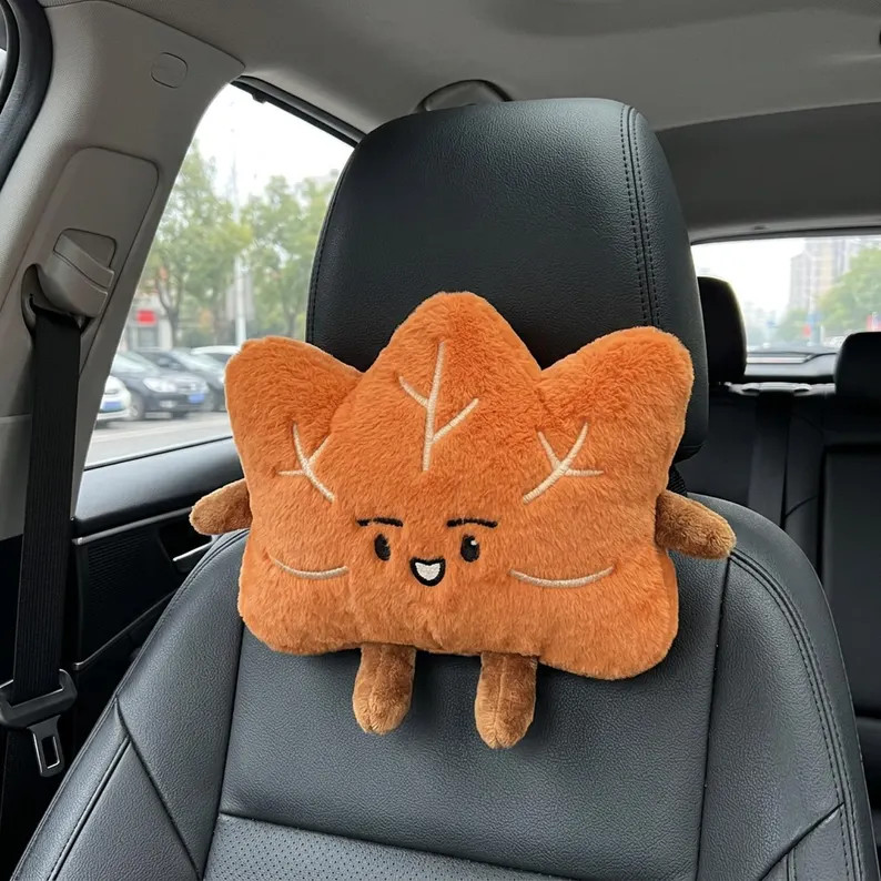 Maple Leaf Car Neck Pillow: Plush Headrest Cushion, Fall Auto Accessory, Long Drive Support | Etsy (Global)