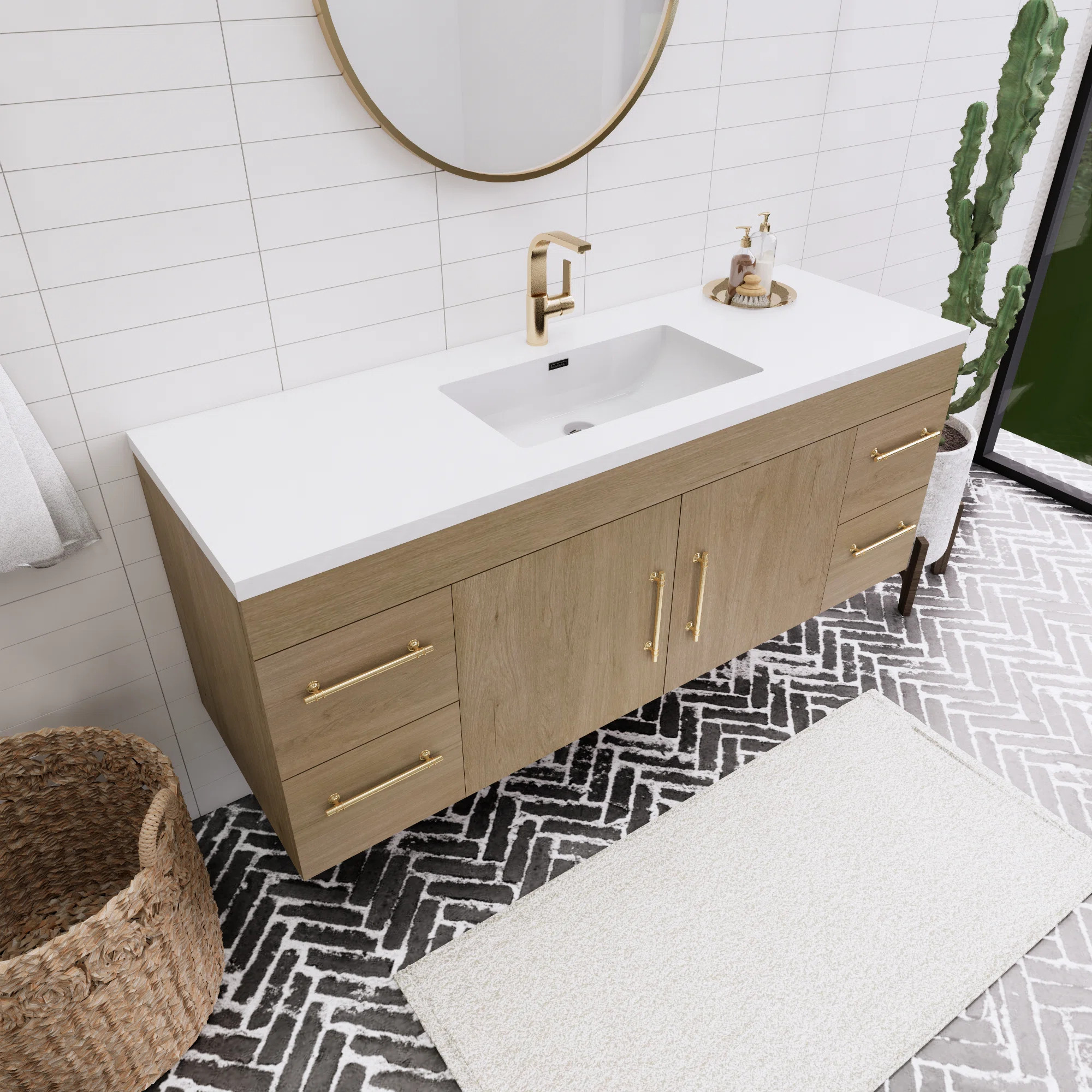 Spring 59.06'' Single Bathroom Vanity with Acrylic Top | Wayfair North America