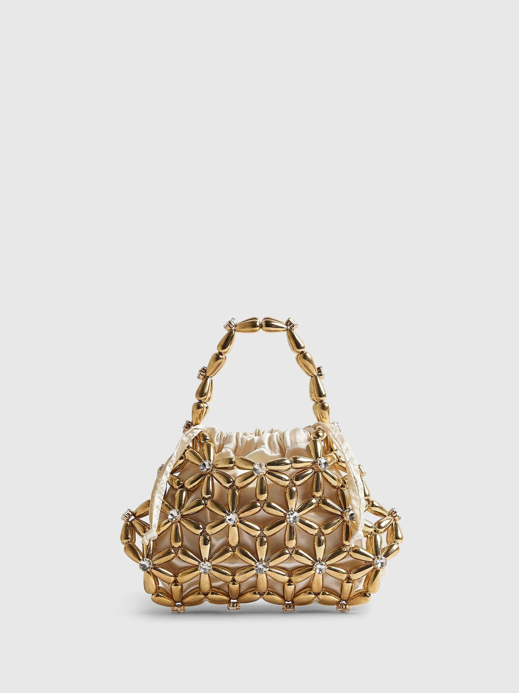 River Island River Island Gold Beaded Flower Grab Bag | Next US