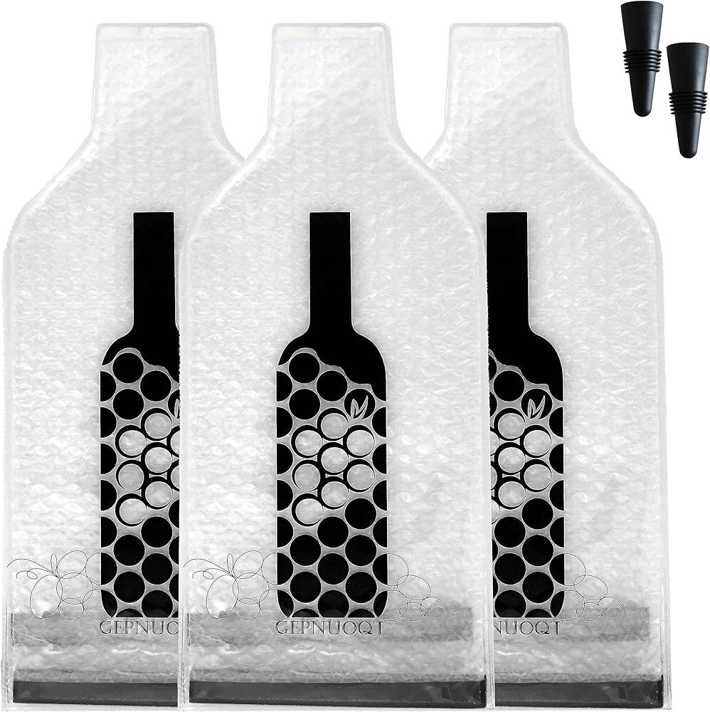 3 Pack Reusable Wine Protector Travel Bag, Wine Bags for Travel, Wine Bottle Protector for Travel... | Amazon (US)