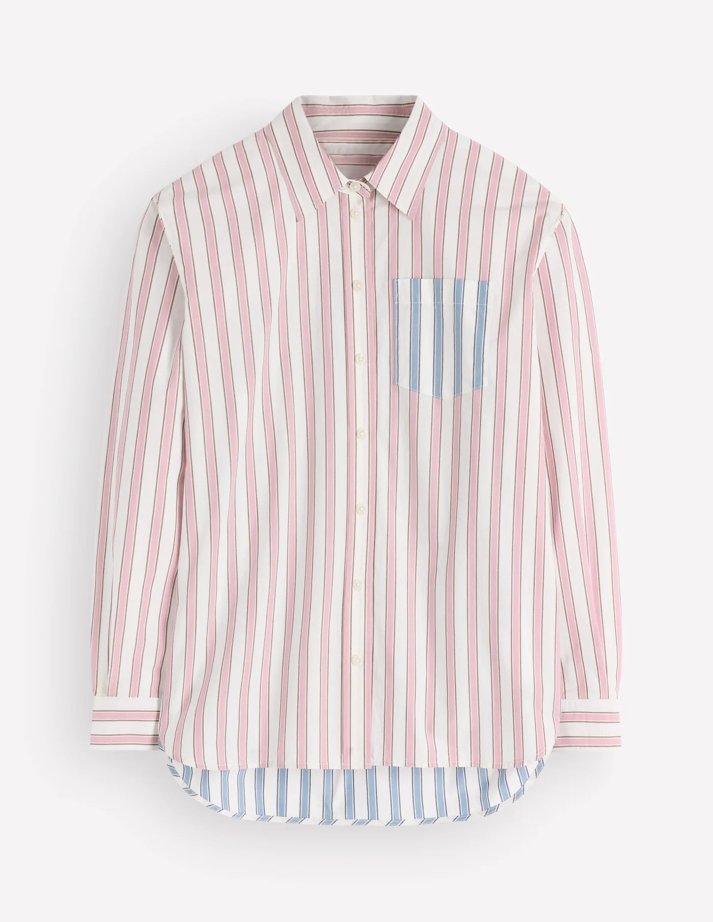 Sienna Relaxed Cotton Shirt-Pink and Blue, Hotched Stripe | Boden UK