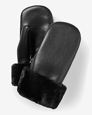 Faux Fur & Leather Mittens | Express