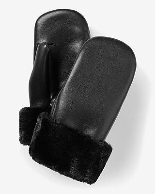 Faux Fur & Leather Mittens | Express