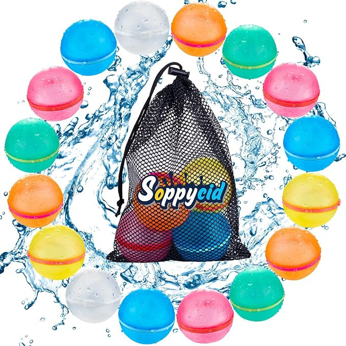 16PCS Magnetic Reusable Water Balloons, Refillable Silicone Bath Pool Beach Toys for Kids, Quick ... | Amazon (US)