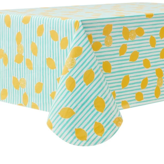 Mainstays Summer Fun PEVA Tablecloth, Indoor & Outdoor for Table 60" x 84" - Lemons | Walmart (US)