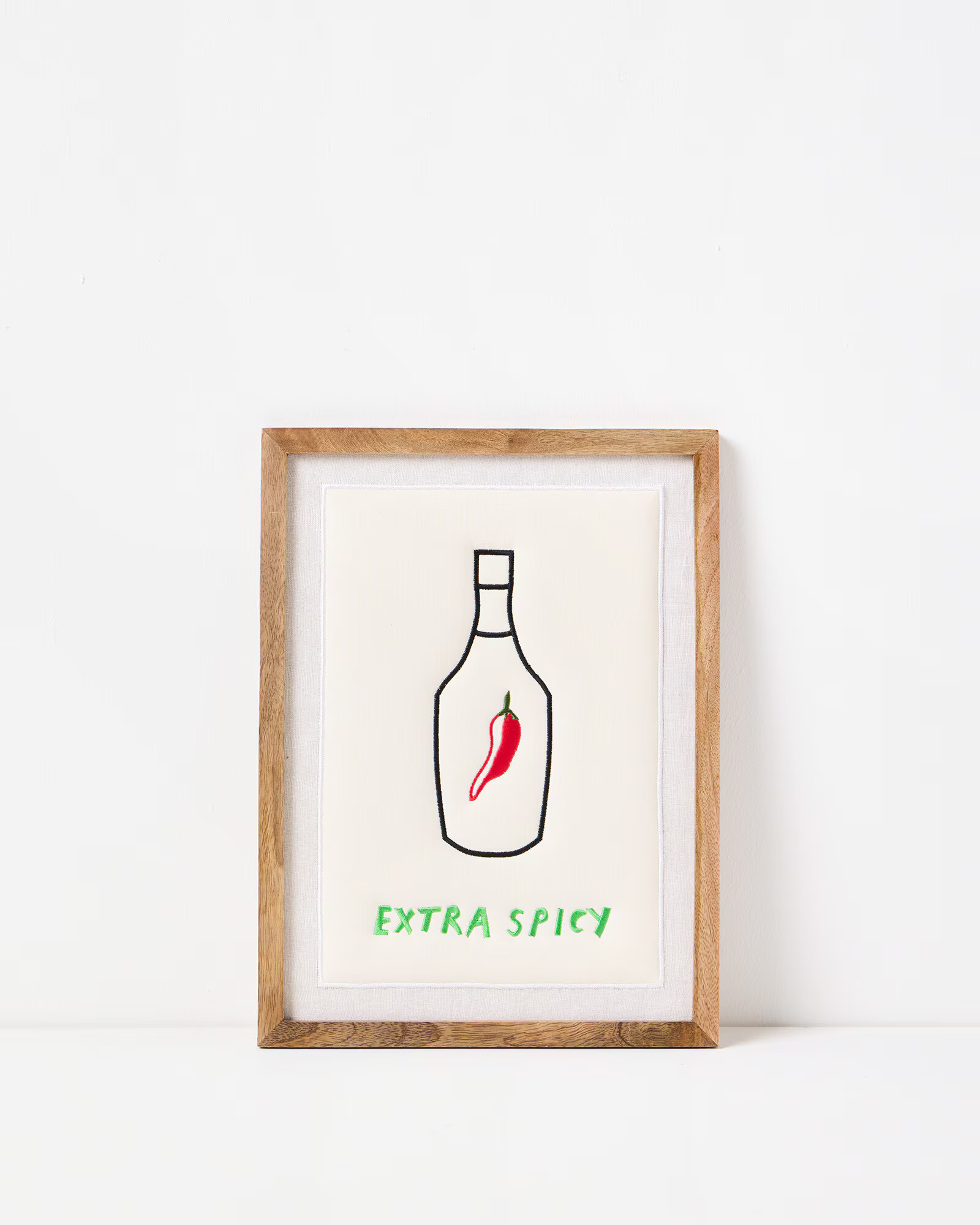 Extra Spicy Cream Embroidered Framed Wall Art | Oliver Bonas | Oliver Bonas (Global)