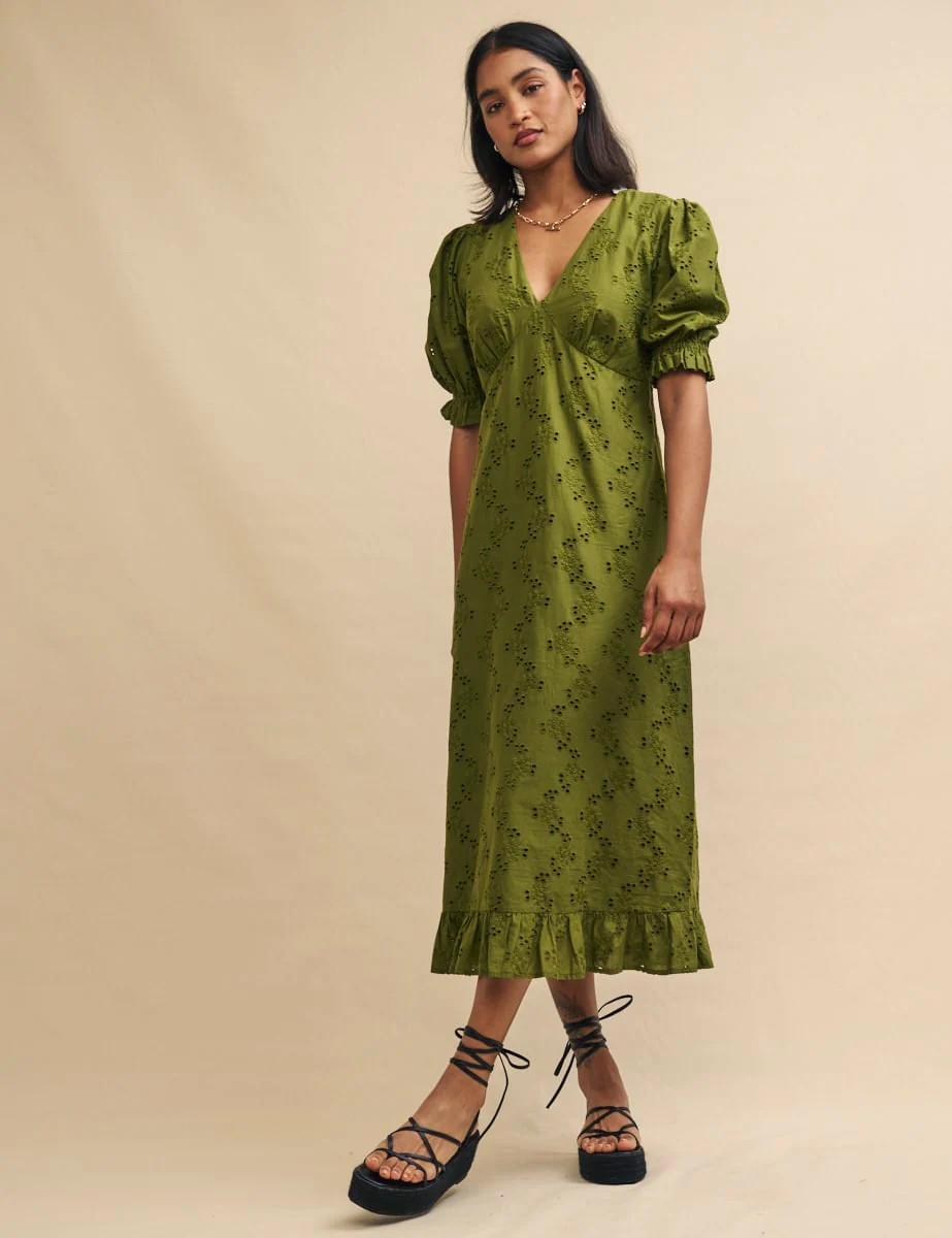 Olive Green Broderie Delilah Midi Tea Dress
  

  
    
      £59.50
      £85.00 | Nobody's Child