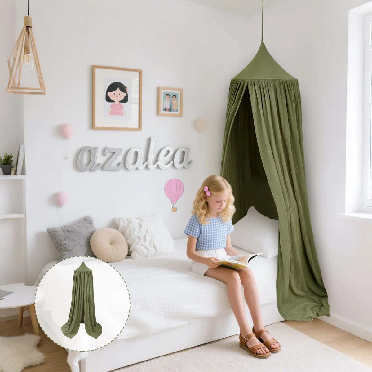 Cotton Kids Bed Canopy, Nursery Room Baby Crib Hanging Curtain Mosquito Net Hideaway Bedding Chil... | Wayfair North America