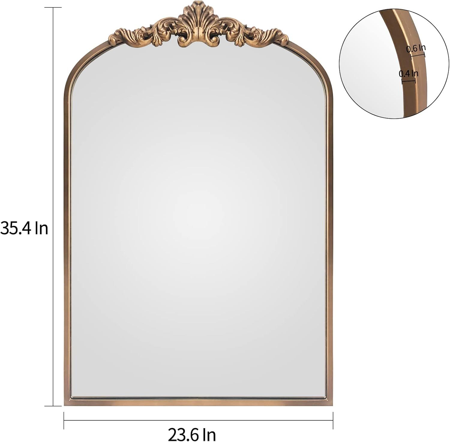 Arched Mirror,Gold Traditional Vintage Ornate Baroque Mirror,Antique Brass Mirror,Wall Mounted Mi... | Amazon (US)