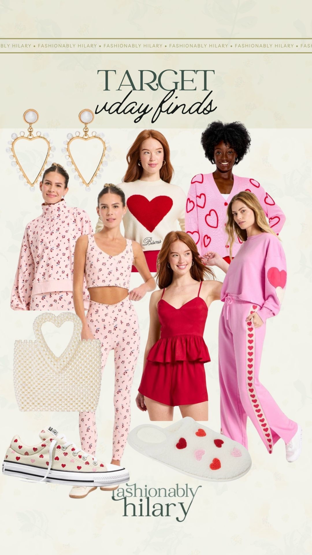I am loving all the cute Valentine’s Day pieces from Target. The hearts on the lounge pieces are so good and that heart pearl purse is adorable. 😍
Valentine’s Day sweater, Valentine’s Day lounge set, pearl purse 

#LTKMidsize #LTKSeasonal #LTKFindsUnder50