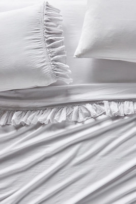 Organic Cotton Spa Sateen Ruffled Sheet Set | Anthropologie (US)