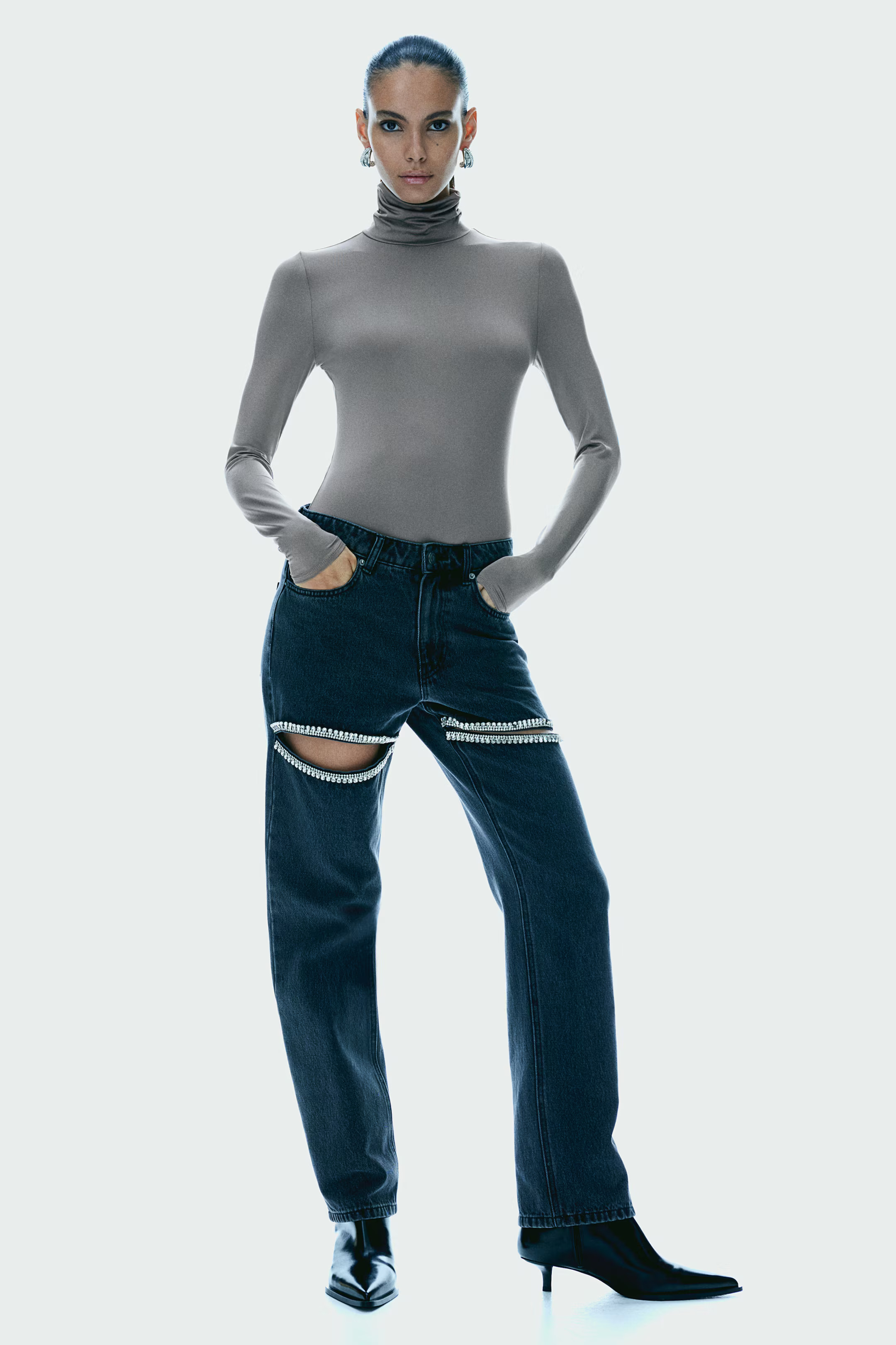 Turtleneck Bodysuit - Gray - Ladies | H&M US | H&M (US + CA)