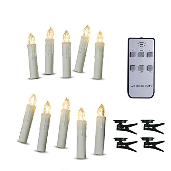 TBW LED Flameless Taper Ivory Candles with Remote and Removable Clips, Drip Effect, Set of 10 | Amazon (US)