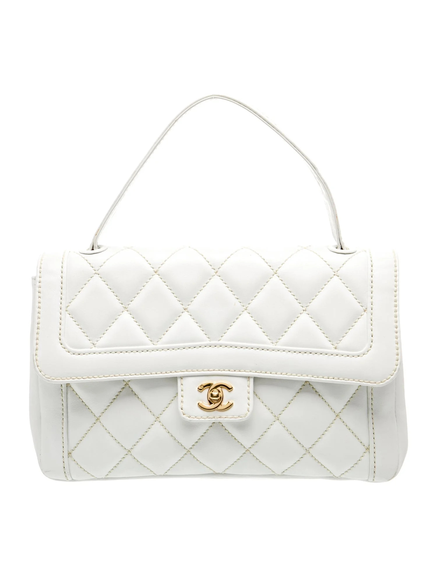 Chanel Surpique Top Handle Flap Bag - White Handle Bags, Handbags - CHA1367770 | The RealReal | The RealReal