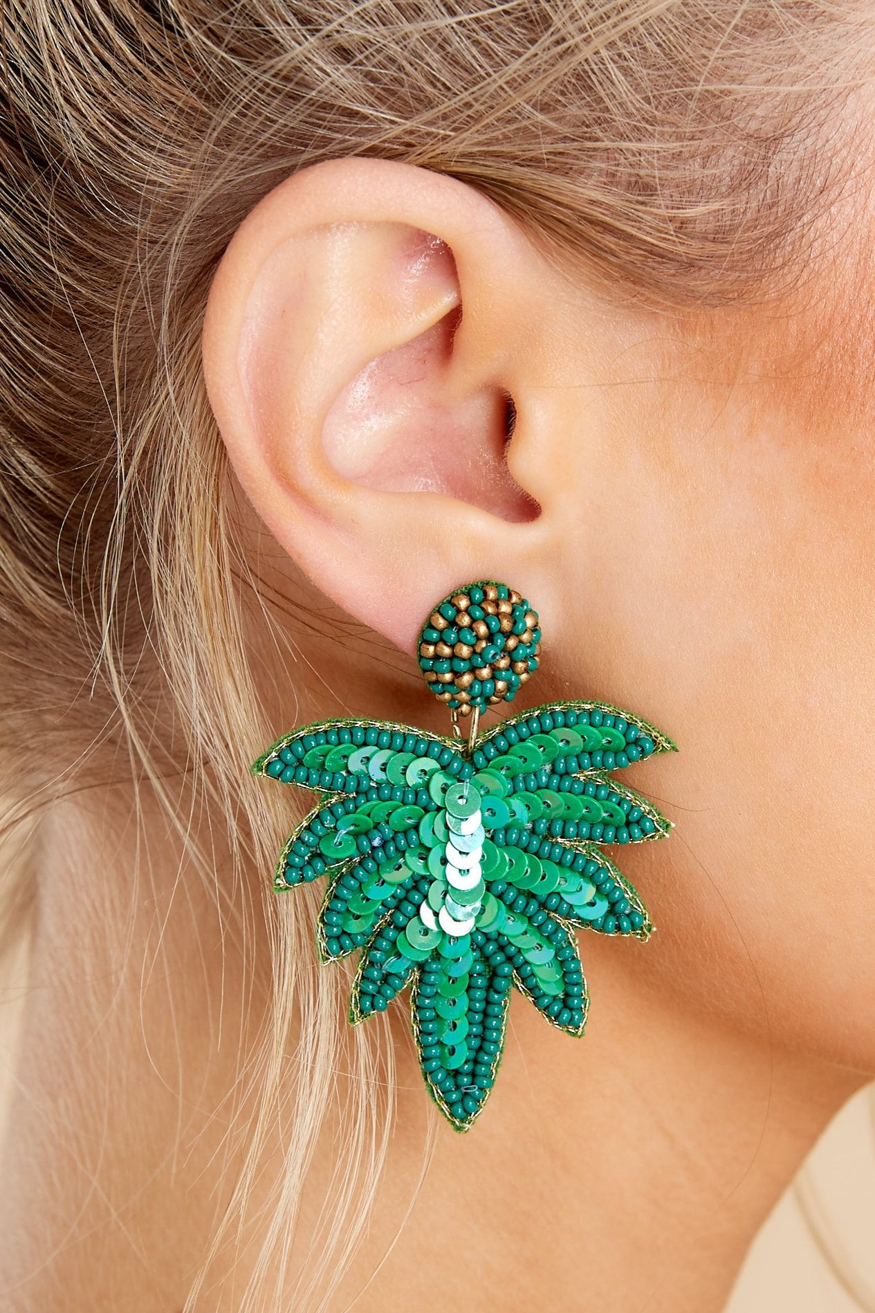 Ready For An Adventure Green Beaded Earrings | Red Dress 