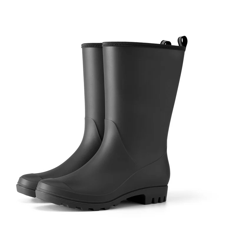 HISEA Rubber Wide Calf Rain Boots for Women Black Size 6 - Walmart.com | Walmart (US)