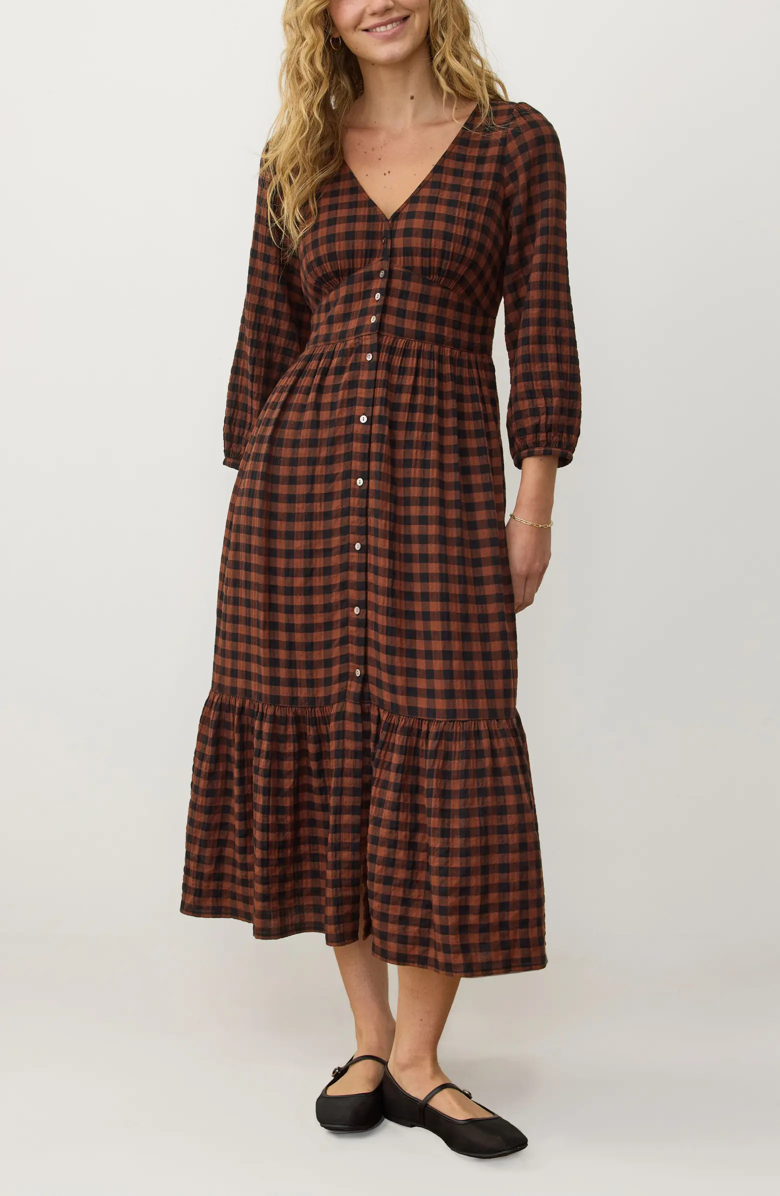 Maeve Plaid Long Sleeve Maxi Dress | Nordstrom