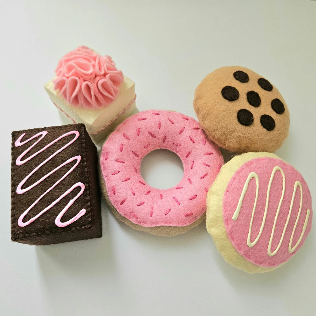 Pink Felt Food Assorted Dessert Bundle, Set of 5 - Etsy | Etsy (US)