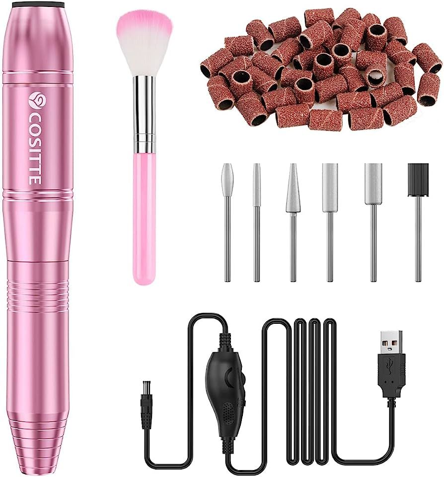 COSITTE Electric Nail Drill,USB Electric Nail Drill Machine for Acrylic Nail Kit,Portable Electri... | Amazon (US)