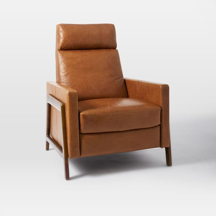 Spencer Wood-Framed Leather Recliner | West Elm (US)