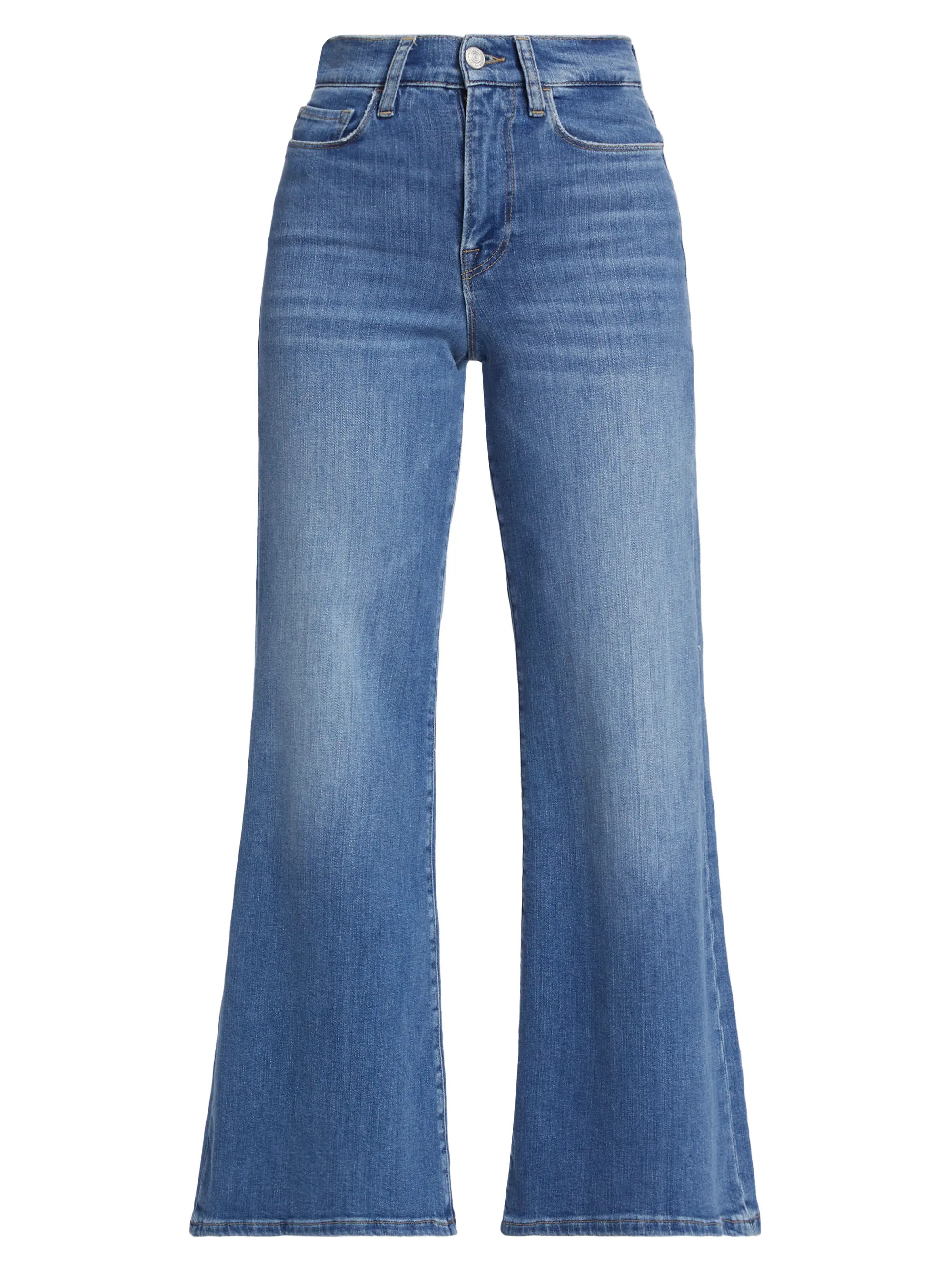 FRAME Le Slim Palazzo Drizzle High-Rise Stretch Jeans | Saks Fifth Avenue | Saks Fifth Avenue