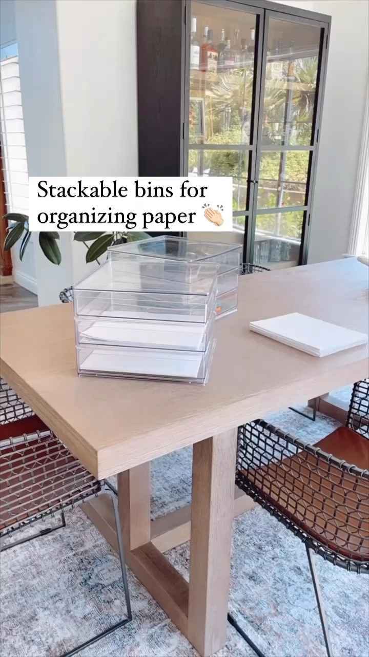 Stackable storage bins with pull out drawers for paper. So good for organizing all those random papers the kids have. 

#storage #backtoschool #schoolsupplies #homeorganization

#LTKHome #LTKFindsUnder50 #LTKVideo