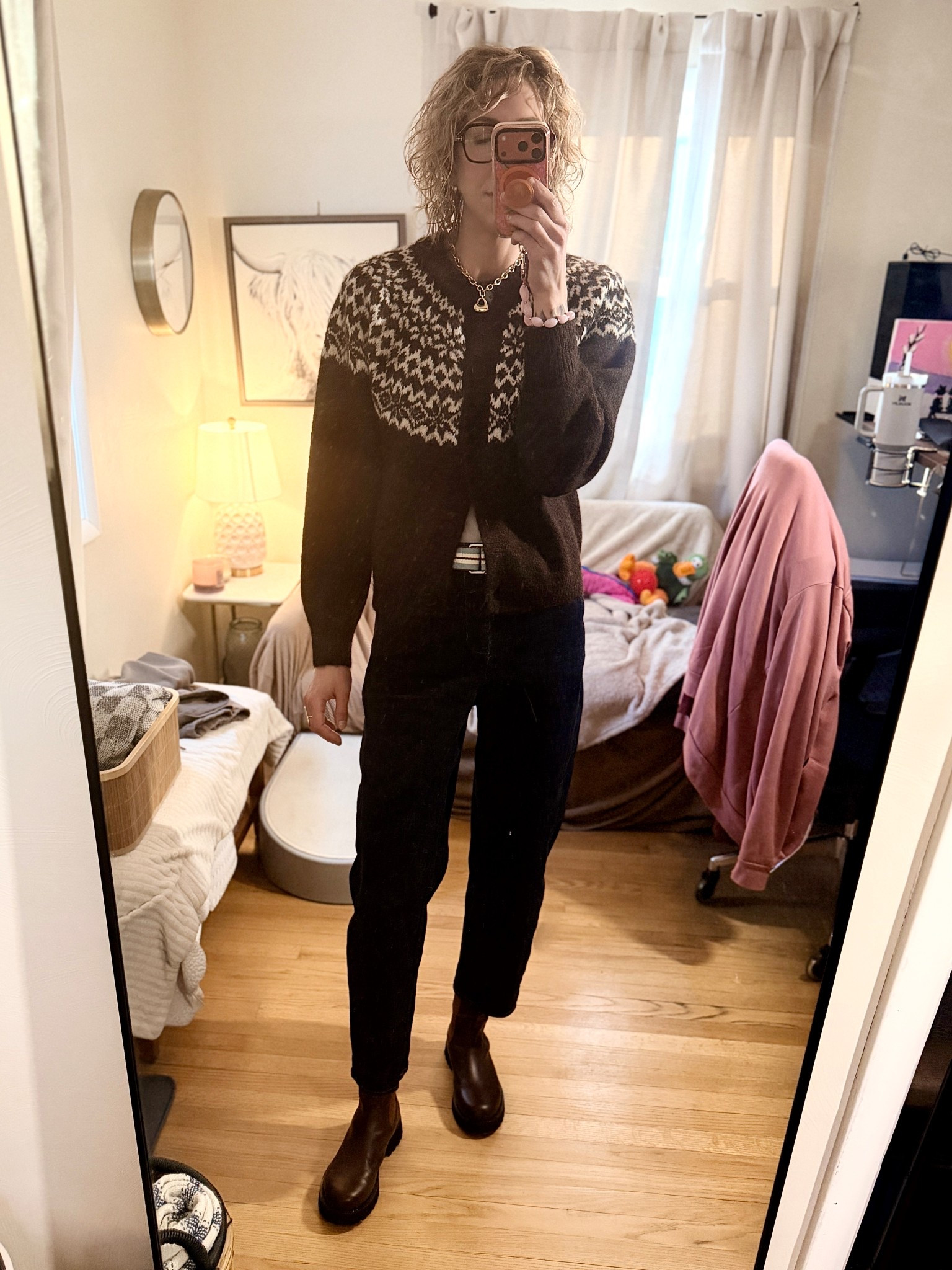 My current OOTD and one of those outfits that just works.
I’ve been waiting for this Gap Fair Isle fuzzy sweater to come back in stock and actually go on sale–sale, and it finally happened. It’s cozy, cotton-based, and the kind of Fair Isle that feels elevated without leaning too heritage or overly classic.
These dark wash barrel jeans from Old Navy have quickly become my favorite pair. I sized up for a slightly oversized fit, and they’re what I’d call a slimmer barrel—still giving that flattering shape without the overwhelming balloon effect. Easy to size up, easy to style, and surprisingly polished for an everyday jean. I really should grab another wash.
To break up the classic feel, I added these tall, lug-sole, military-inspired chocolate brown leather boots. That tougher edge adds just enough contrast and makes the whole outfit feel more intentional instead of “just cozy.”
This is exactly how I like to balance classic pieces with something a little unexpected. I’m linking this sweater plus more Fair Isle options from Gap and Old Navy—both have a lot of great cotton knits right now.

#ootd
#everydayoutfit
#cozystyle
#classicwithatwist
#barreljeans
#falloutfitinspo
#winteroutfitideas
#neutralstyle
#capsulewardrobe
#gapstyle
#oldnavystyle
#fairisle
#tallgirlstyle
#tallfashion
#militaryboots
#lugsoleboots
#effortlessstyle


#LTKTall #LTKgrwm #LTKootd