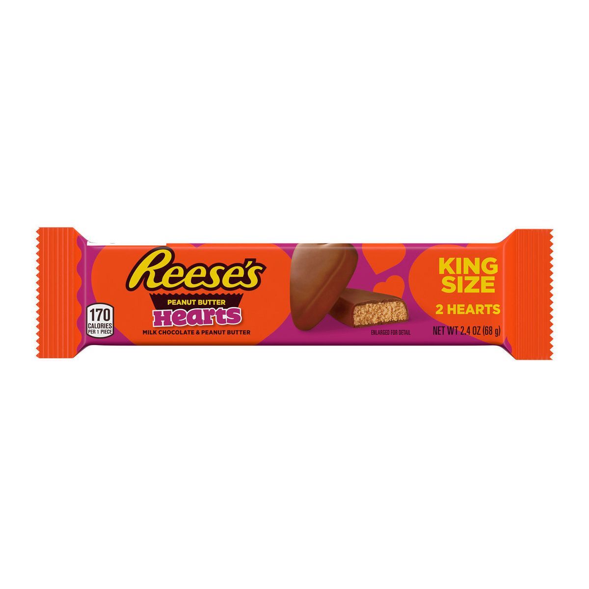 Reese's Valentine's Day King Size Hearts - 2.4oz/2ct | Target