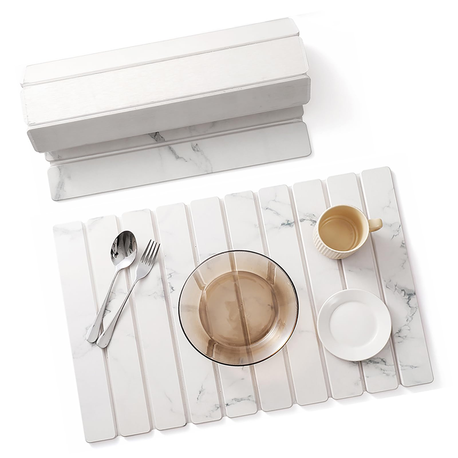 Large Stone Dish Drying Mat for Kitchen Counter, 24"×16" Quick Dry Collapsible Diatomaceous Eart... | Amazon (US)