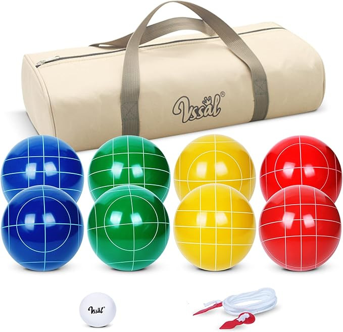 100mm Bocce Ball Set Regulation Size and Weight with 8 Resin Bochie Balls, Pallino, Carrying Bag,... | Amazon (US)