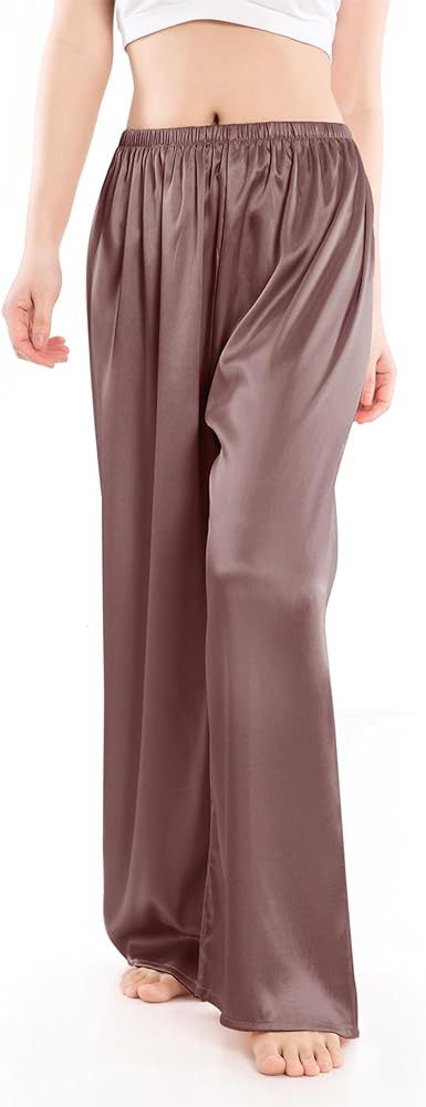 Wantschun Womens Wide Leg Pajama Pants Satin Silk Casual Loose Elastic Waist Lounge Pants Pj Bott... | Amazon (US)
