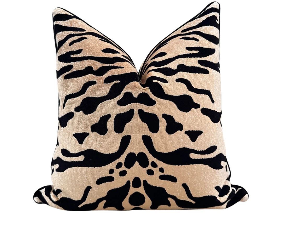 NEW Tigress Velveteen Pillow Cover Ivory Tiger Pillow - Etsy | Etsy (US)