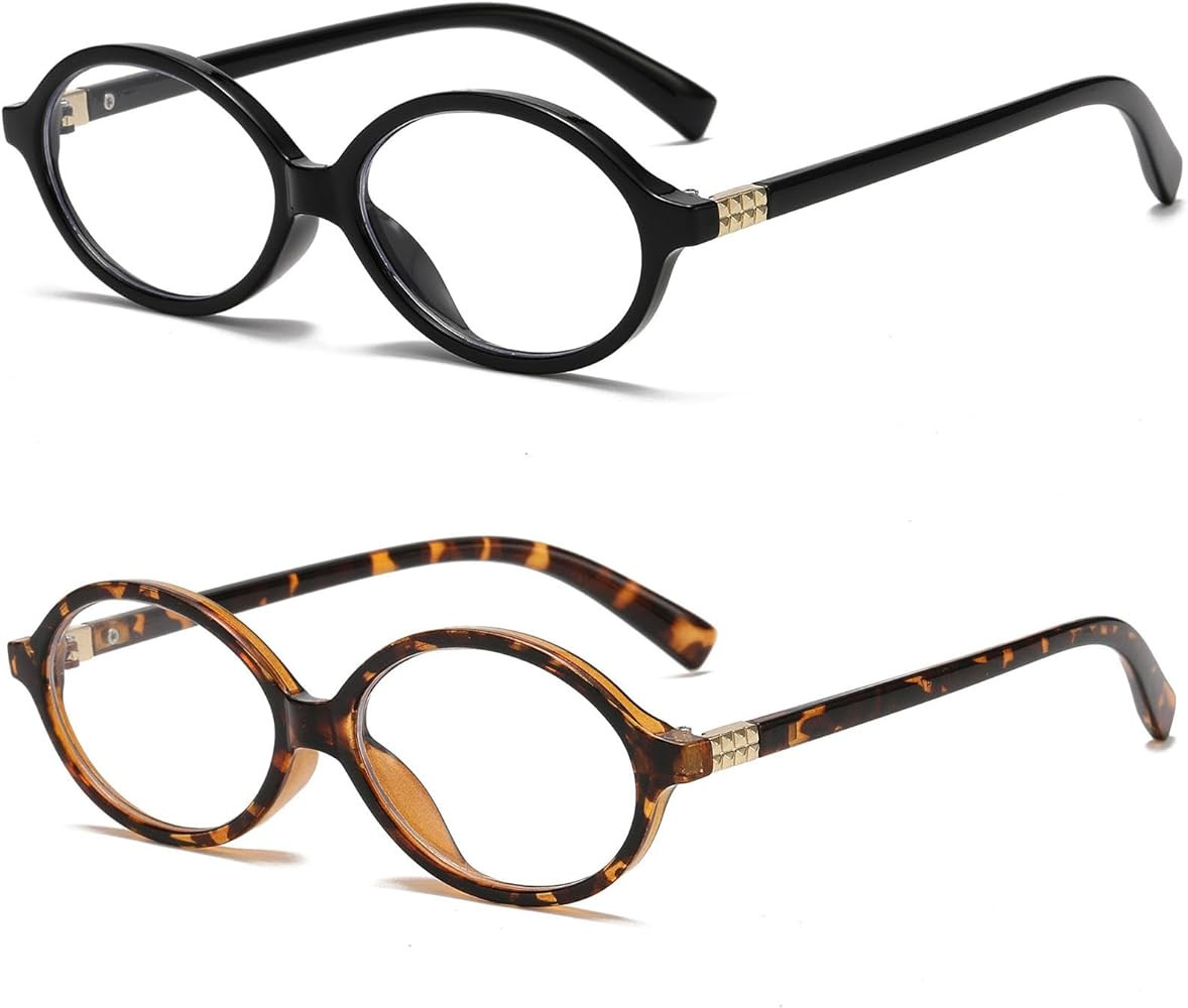 Fashion Oval Glasses for Women Men Retro Round Tortoise Frame Blue Light Glasses Nerd Eyeglasses ... | Amazon (US)