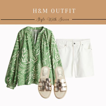 H&M outfit, white denim, denim shorts, summer blouse, resort wear, beach outfit 

#LTKFindsUnder50 #LTKSeasonal #LTKStyleTip