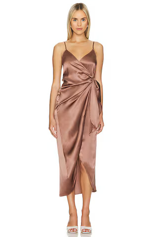 L'AGENCE Amilia Cami Wrap Dress in Sparrow from Revolve.com | Revolve Clothing (Global)