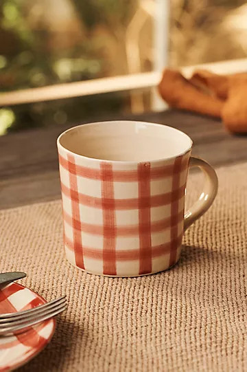 Color Wash Red Gingham Mug | Anthropologie (US)