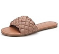 Women's Braided Flat Sandals Fashion Woven Open Toe Slip On Slides Strappy Beach Sandals Slippers... | Amazon (US)