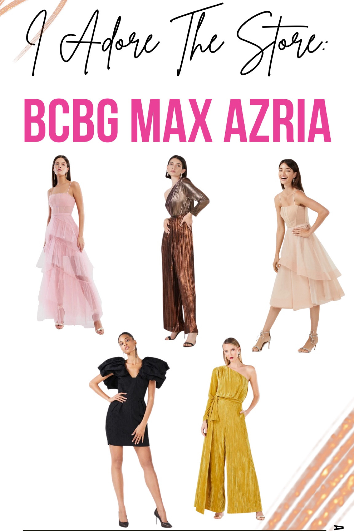 BCBG Max Azria IATS
Benedetta Puff Sleeve Mini Dress
Carina Velvet Jumpsuit
Austen Metallic Pleated Jumpsuit
Marian Bustier Evening Dress
Oly Tiered Ruffle Tulle Evening Gown

#LTKstyletip #LTKFind #LTKSeasonal