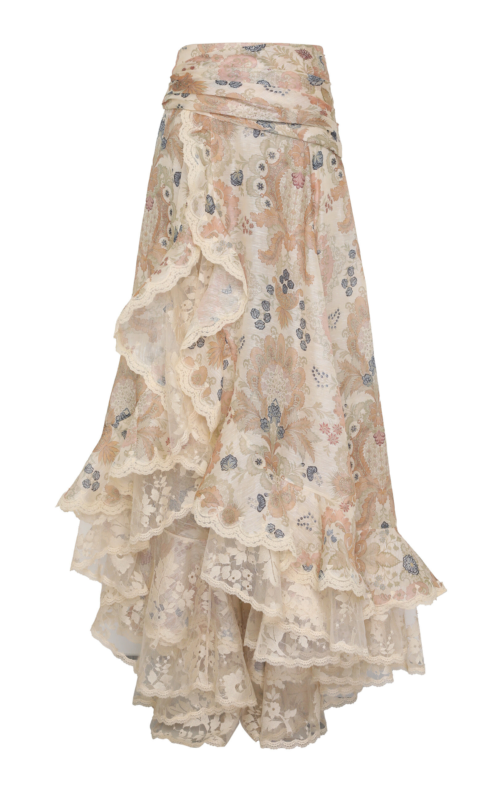 Rebellion Lace-Trimmed Linen-Silk Maxi Skirt | Moda Operandi (Global)