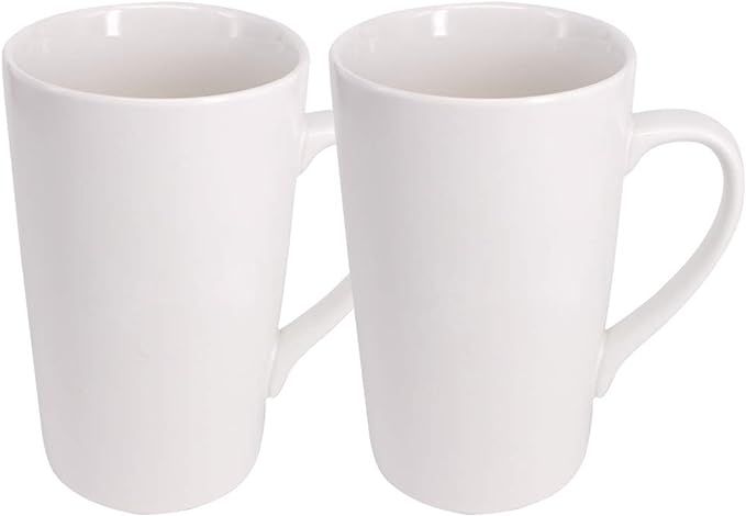 Belinlen 2 Pack 16 OZ Coffee Cup Simple Pure White Ceramic Cup Plain Large Tall White Ceramic Mil... | Amazon (US)