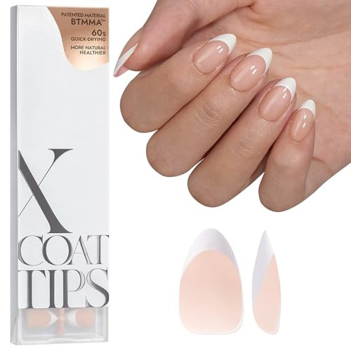 BTArtboxnails Soft Gel Nail Tips - XCOATTIPS French Series French Tip Press on Nails, Short Almond Press On Nails, Nude Acrylic Fake Nails Glue On Nails Extension Set | Amazon (US)