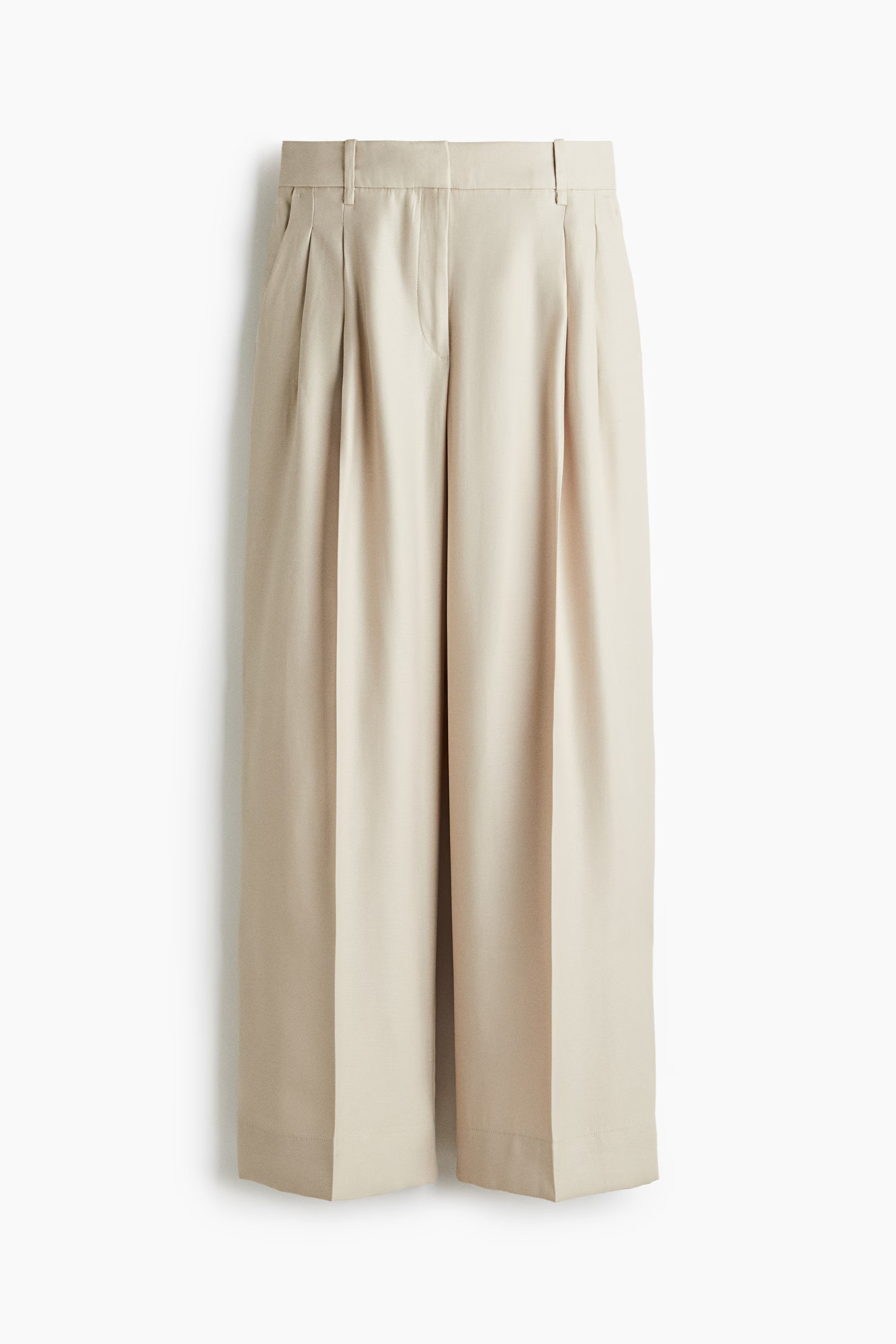 Wide tailored trousers - Light beige - Ladies | H&M GB | H&M (UK, MY, IN, SG, PH, TW, HK)