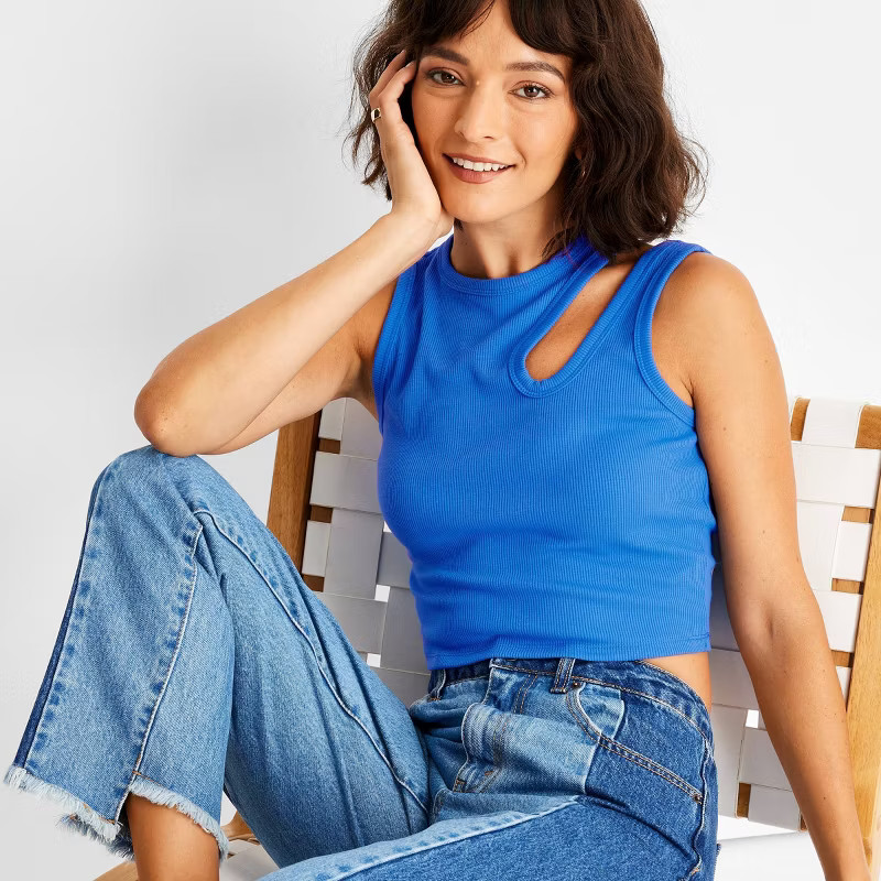 Women's Ribbed Cut Out Crop Tank Top - Future Collective™ with Kahlana Barfield Brown | Target