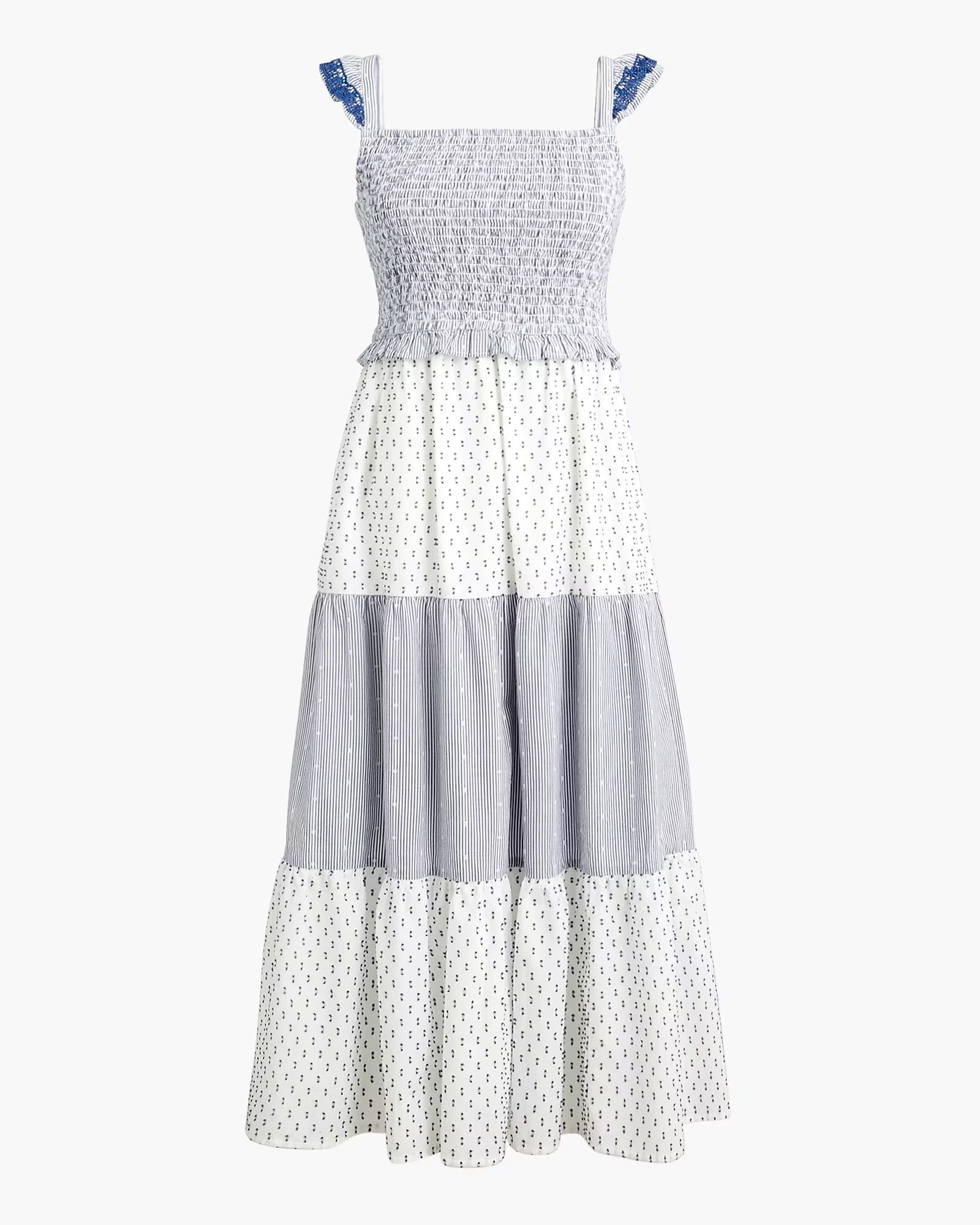 Smocked clip-dot midi dress | J.Crew Factory