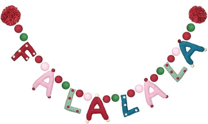 Folkulture Christmas Garland for Mantle Decorations, 72 Inches Wool Felt Ball Garland for Xmas Pa... | Amazon (US)