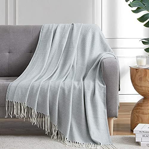 Bourina Decorative Diamond Lattice Faux Cashmere Fringe Throw Blanket Lightweight Soft Cozy for Bed  | Amazon (US)