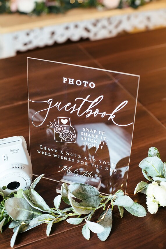 Photo Guestbook Snap It Shake It Stick It Sign It Acrylic Wedding Sign, Leave A Note & Well Wishe... | Etsy (US)