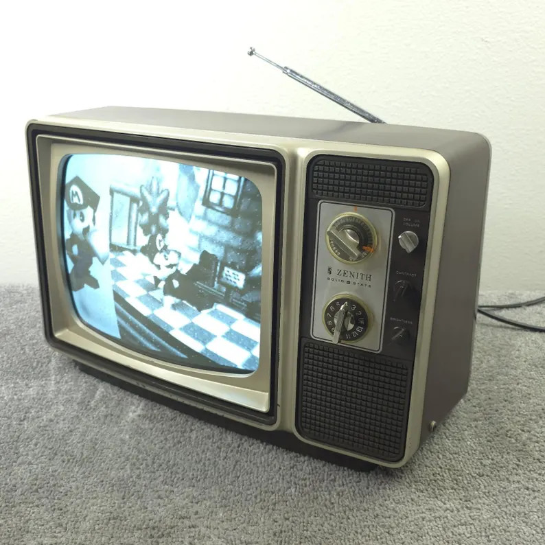 Zenith CRT TV B&W Solid State Television Flip Knob Vintage 1970s Woodgrain K128W | Etsy (US)